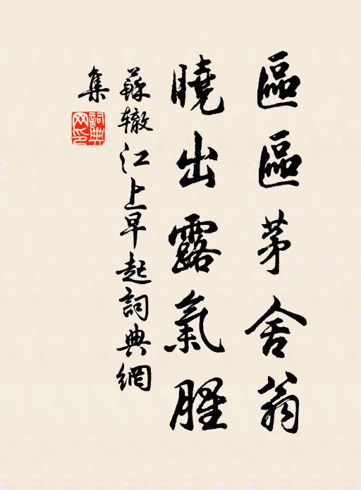 苏辙区区茅舍翁，晓出露气腥书法作品欣赏