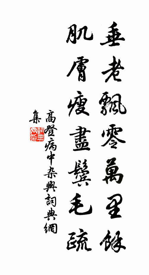 高登垂老飘零万里余，肌肤瘦尽鬓毛疏书法作品欣赏