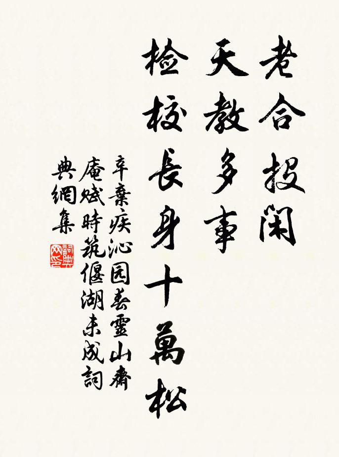 辛弃疾老合投闲，天教多事，检校长身十万松书法作品欣赏