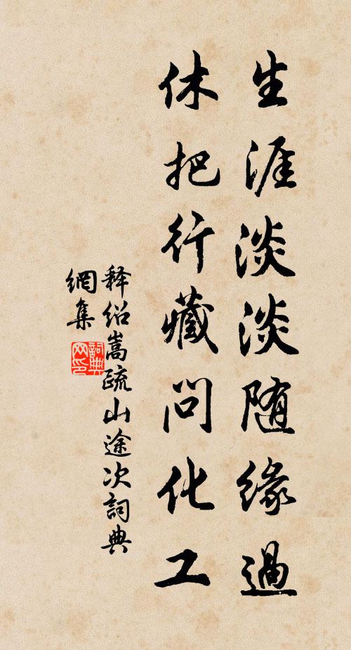 释绍嵩生涯淡淡随缘过，休把行藏问化工书法作品欣赏