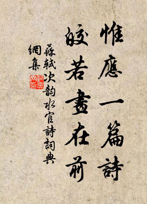 苏轼惟应一篇诗，皎若画在前书法作品欣赏