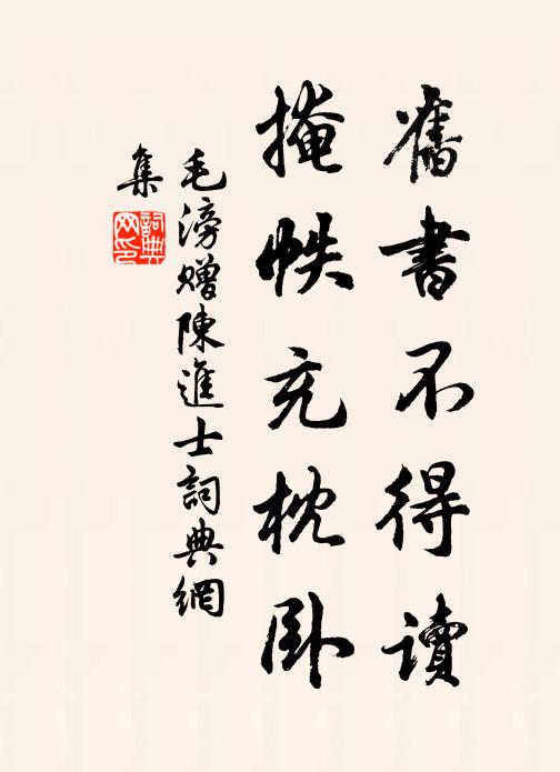 毛滂旧书不得读，掩帙充枕卧书法作品欣赏