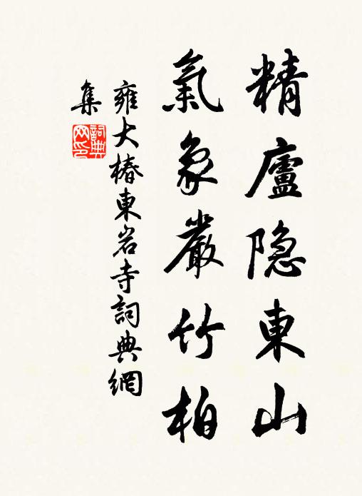 雍大椿精庐隐东山，气象严竹柏书法作品欣赏