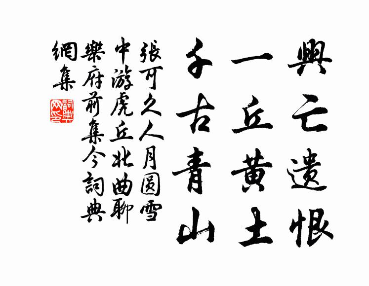 张可久兴亡遗恨，一丘黄土，千古青山书法作品欣赏