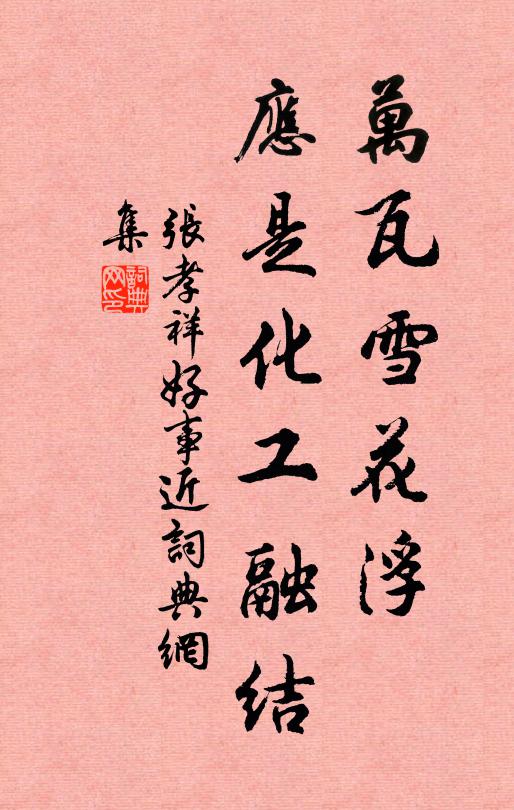 张孝祥万瓦雪花浮，应是化工融结书法作品欣赏