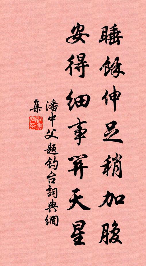 潘中父睡馀伸足稍加腹，安得细事关天星书法作品欣赏
