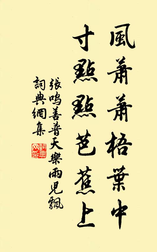 张鸣善风萧萧梧叶中，寸点点芭蕉上书法作品欣赏