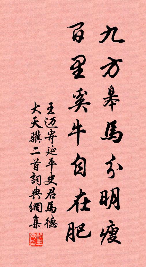 王迈九方皋马分明瘦，百里奚牛自在肥书法作品欣赏