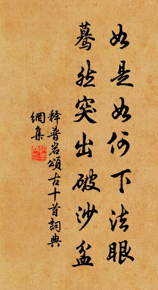 释普岩如是如何下法眼，蓦然突出破沙盆书法作品欣赏