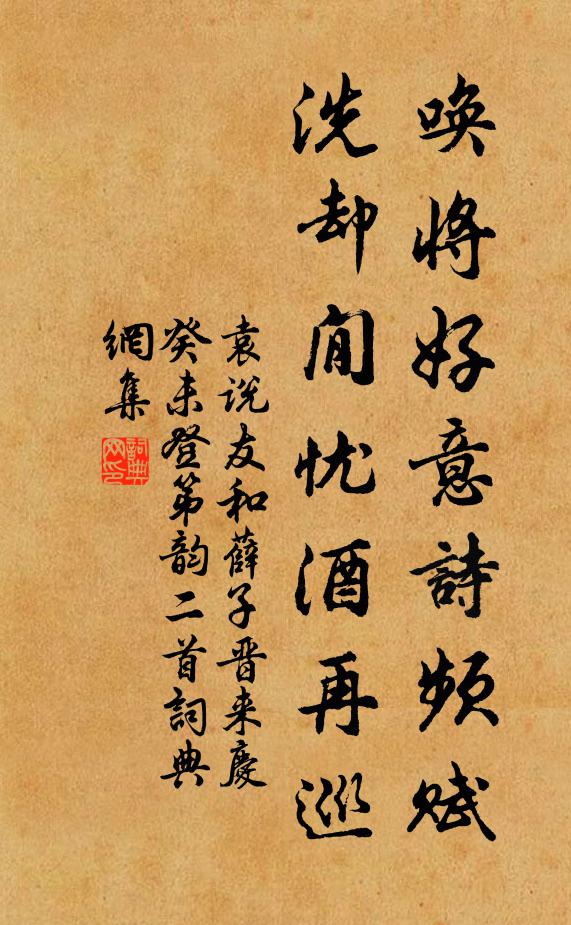 袁说友唤将好意诗频赋，洗却閒忧酒再巡书法作品欣赏