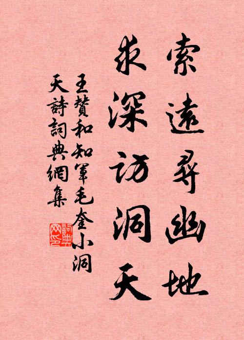 王赞索远寻幽地，求深访洞天书法作品欣赏