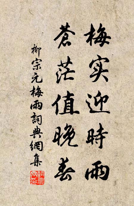 柳宗元梅实迎时雨，苍茫值晚春书法作品欣赏