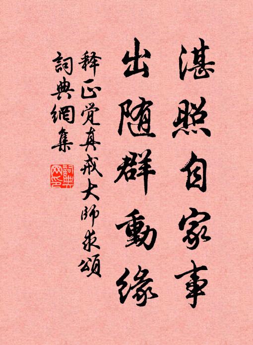 释正觉湛照自家事，出随群动缘书法作品欣赏