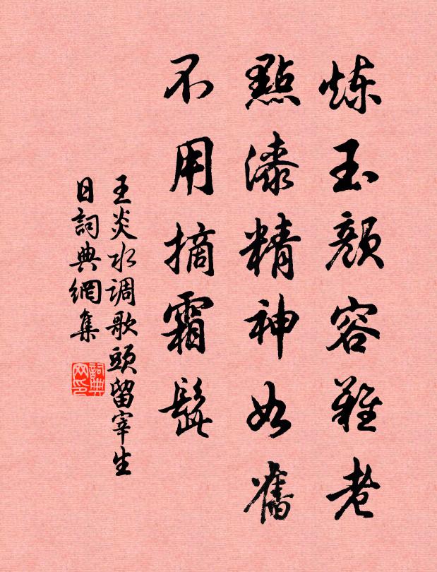 王炎炼玉颜容难老，点漆精神如旧，不用摘霜髭书法作品欣赏