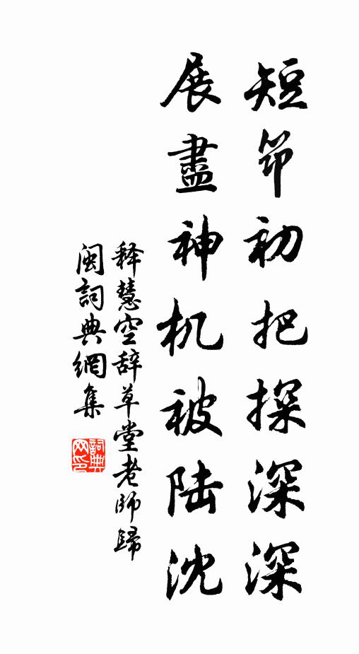 释慧空短筇初把探深深，展尽神机被陆沈书法作品欣赏