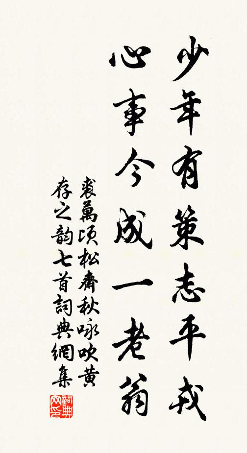 裘万顷少年有策志平戎，心事今成一老翁书法作品欣赏