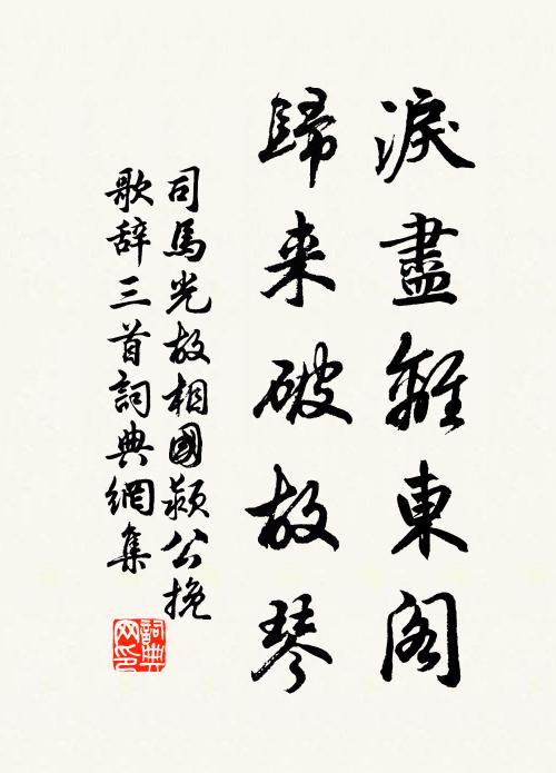 司马光泪尽离东阁，归来破故琴书法作品欣赏