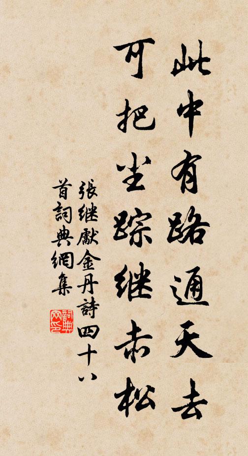 张继先此中有路通天去，可把尘踪继赤松书法作品欣赏