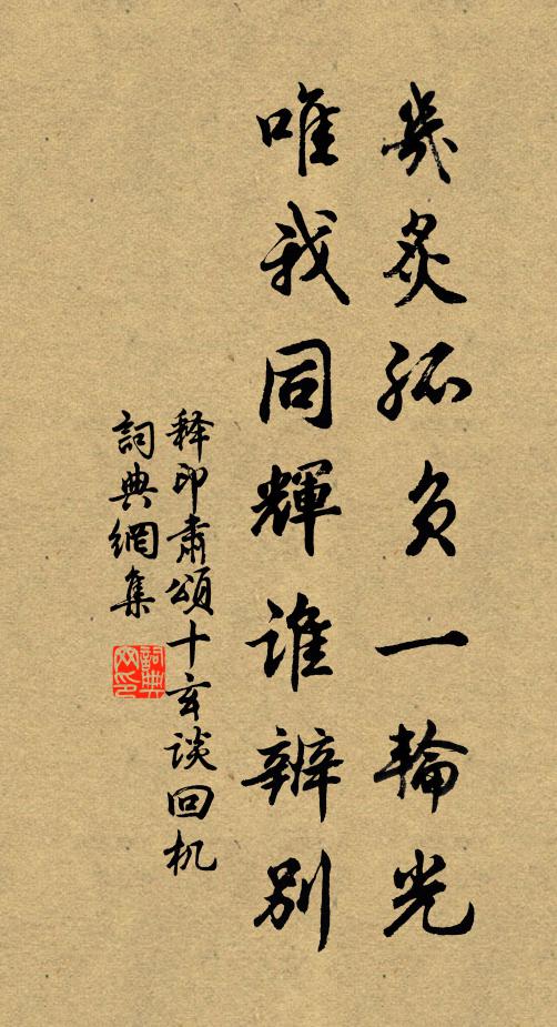 释印肃几炙孤负一轮光，唯我同辉谁辨别书法作品欣赏