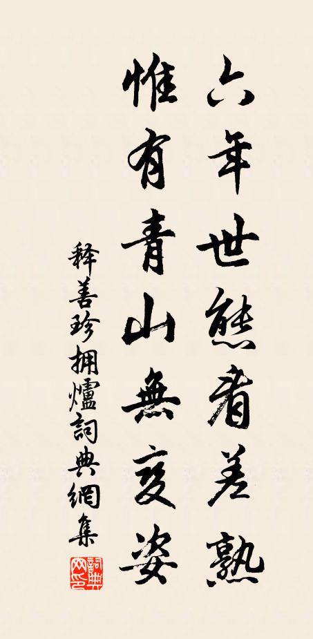 释善珍六年世态看差熟，惟有青山无变姿书法作品欣赏