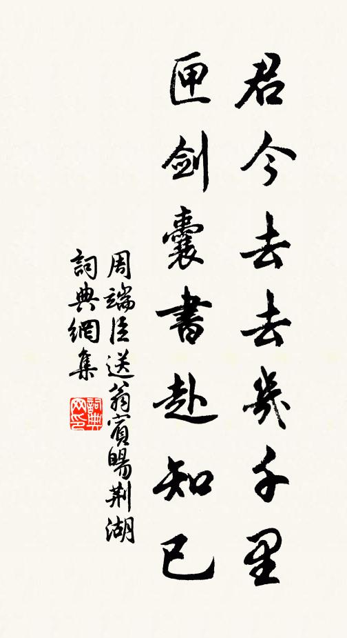 周端臣君今去去几千里，匣剑囊书赴知已书法作品欣赏