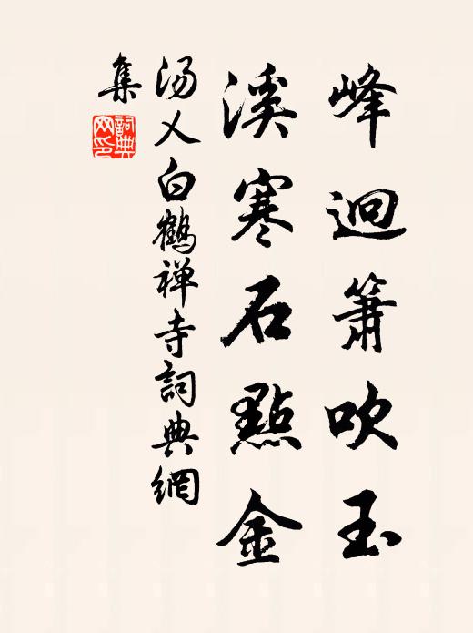 汤乂峰迥箫吹玉，溪寒石点金书法作品欣赏