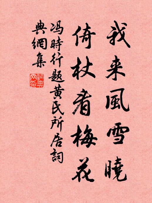 冯时行我来风雪晓，倚杖看梅花书法作品欣赏