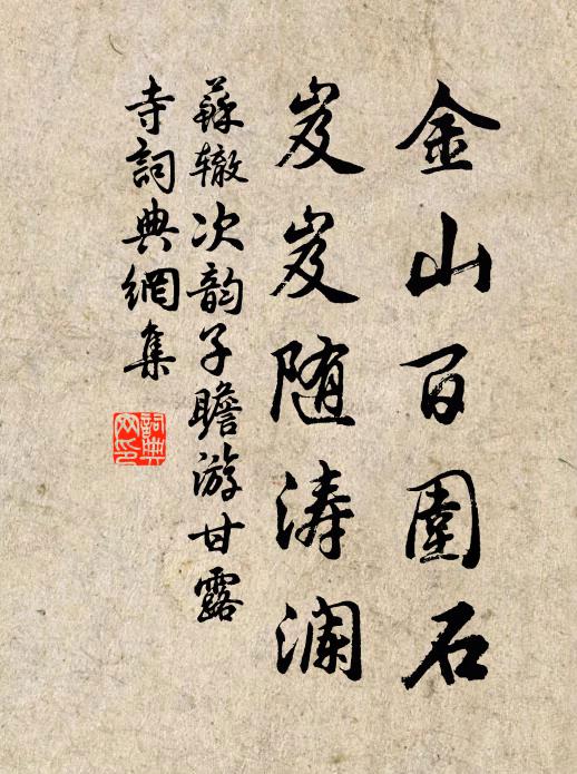 苏辙金山百围石，岌岌随涛澜书法作品欣赏
