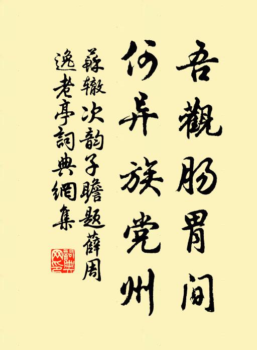 苏辙吾观肠胃间，何异族党州书法作品欣赏