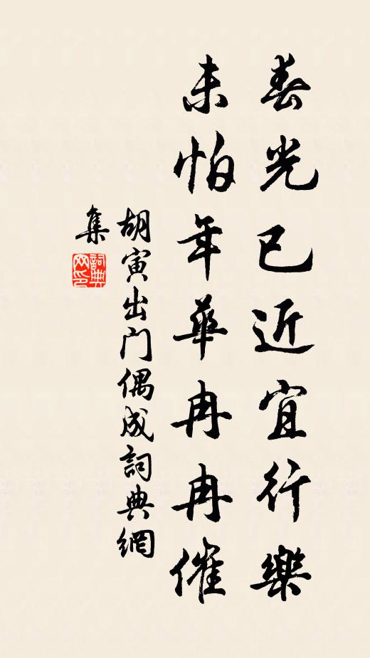 胡寅春光已近宜行乐，未怕年华冉冉催书法作品欣赏