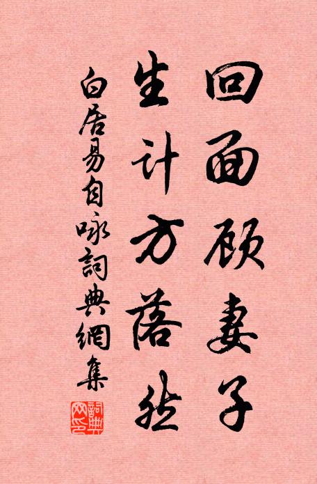 白居易回面顾妻子，生计方落然书法作品欣赏