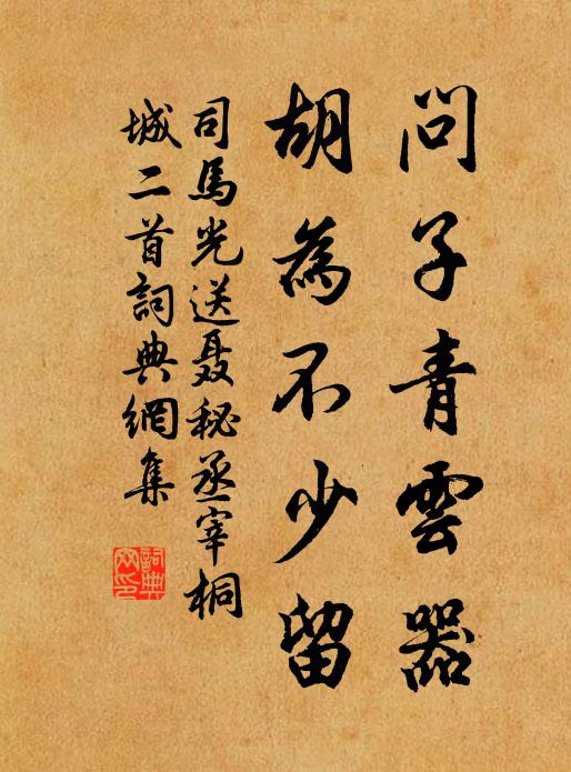 司马光问子青云器，胡为不少留书法作品欣赏