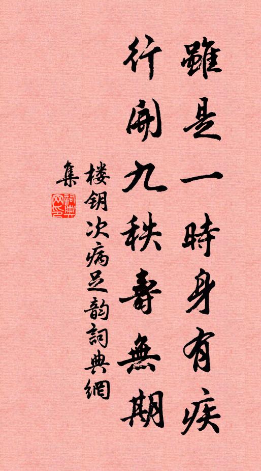 楼钥虽是一时身有疾，行开九秩寿无期书法作品欣赏
