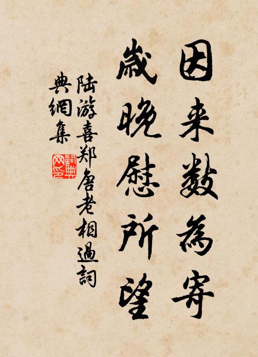 陆游因来数为寄，岁晚慰所望书法作品欣赏