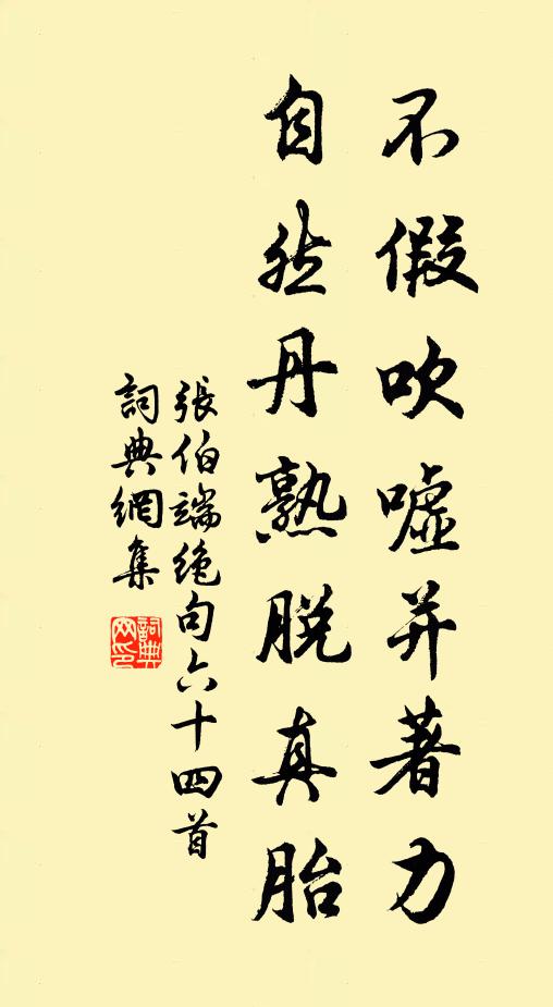 张伯端不假吹嘘并著力，自然丹熟脱真胎书法作品欣赏