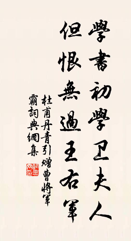 杜甫学书初学卫夫人，但恨无过王右军书法作品欣赏