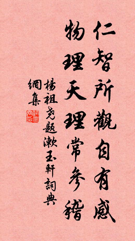 杨祖尧仁智所观自有感，物理天理常参稽书法作品欣赏