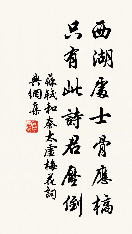 苏轼西湖处士骨应槁，只有此诗君压倒书法作品欣赏