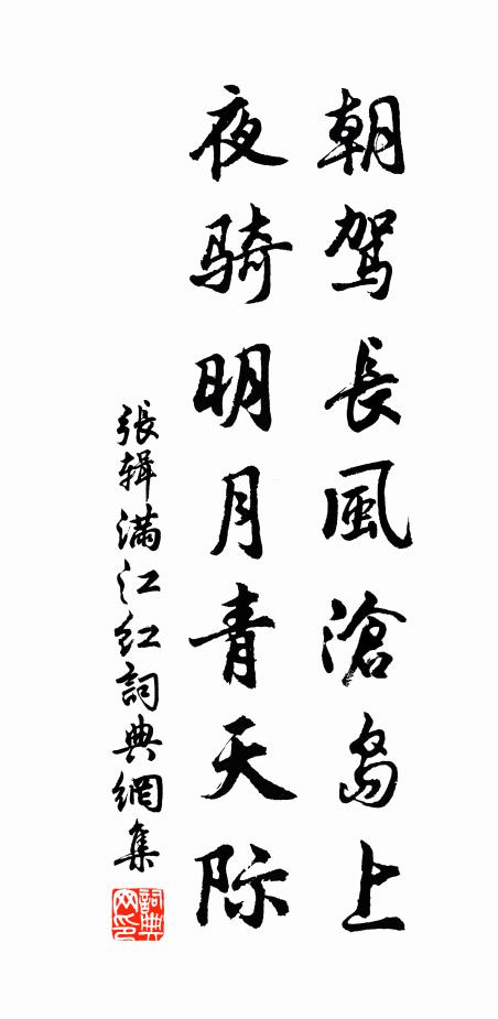 张辑朝驾长风沧岛上，夜骑明月青天际书法作品欣赏