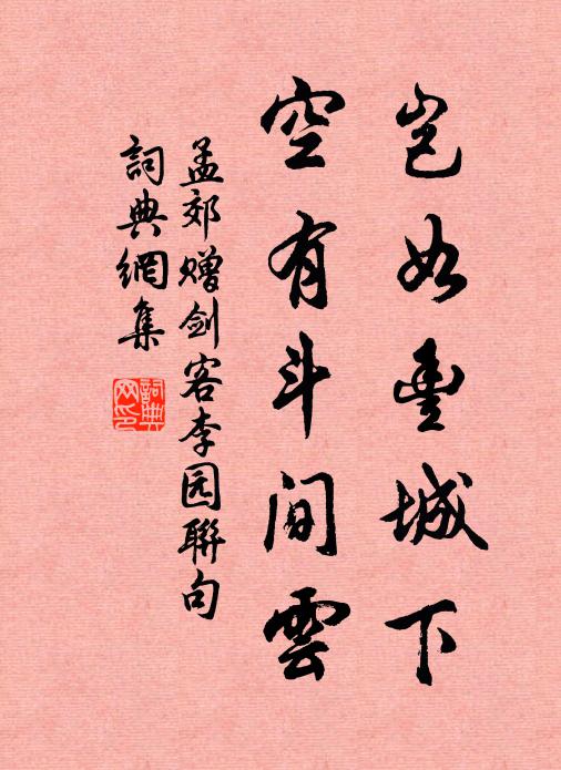 孟郊岂如丰城下，空有斗间云书法作品欣赏