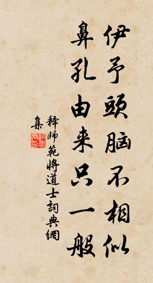 释师范伊予头脑不相似，鼻孔由来只一般书法作品欣赏