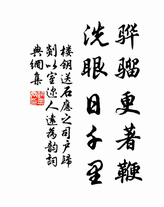 楼钥骅骝更著鞭，洗眼日千里书法作品欣赏