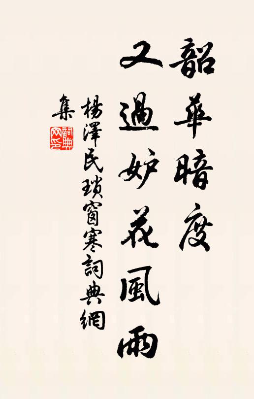 韶华暗度，又过妒花风雨书法作品欣赏