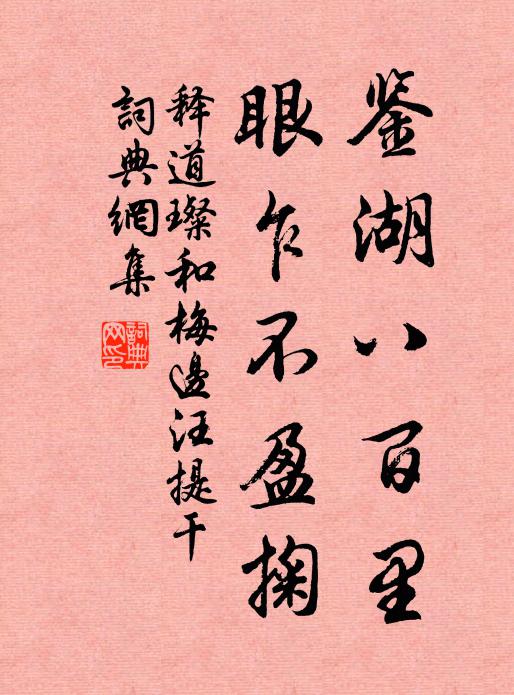 释道璨鉴湖八百里，眼乍不盈掬书法作品欣赏
