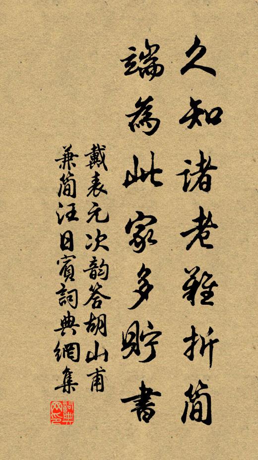 戴表元久知诸老难折简，端为此家多贮书书法作品欣赏