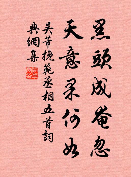 吴芾黑头成奄忽，天意果何如书法作品欣赏
