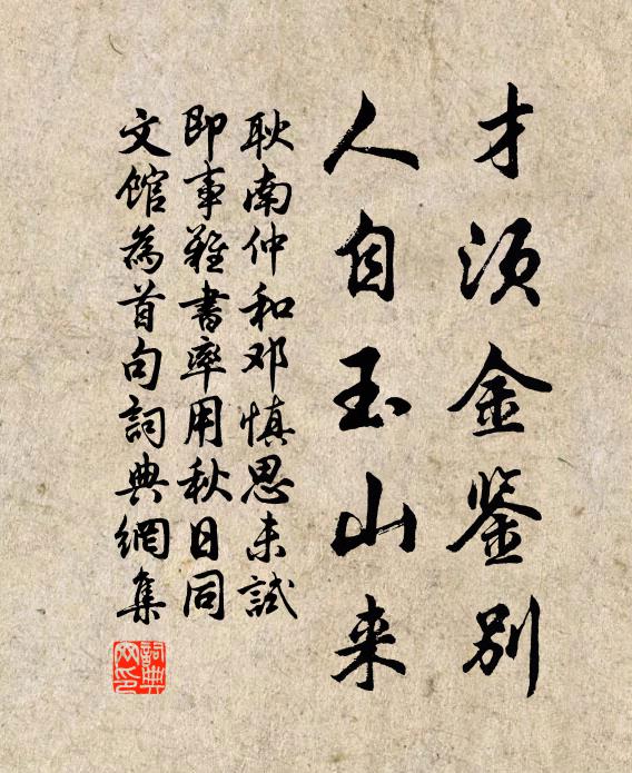 耿南仲才须金鉴别，人自玉山来书法作品欣赏