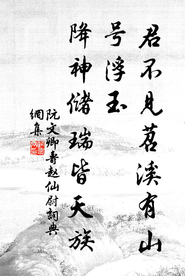 阮文卿君不见苕溪有山号浮玉，降神储瑞皆天族书法作品欣赏