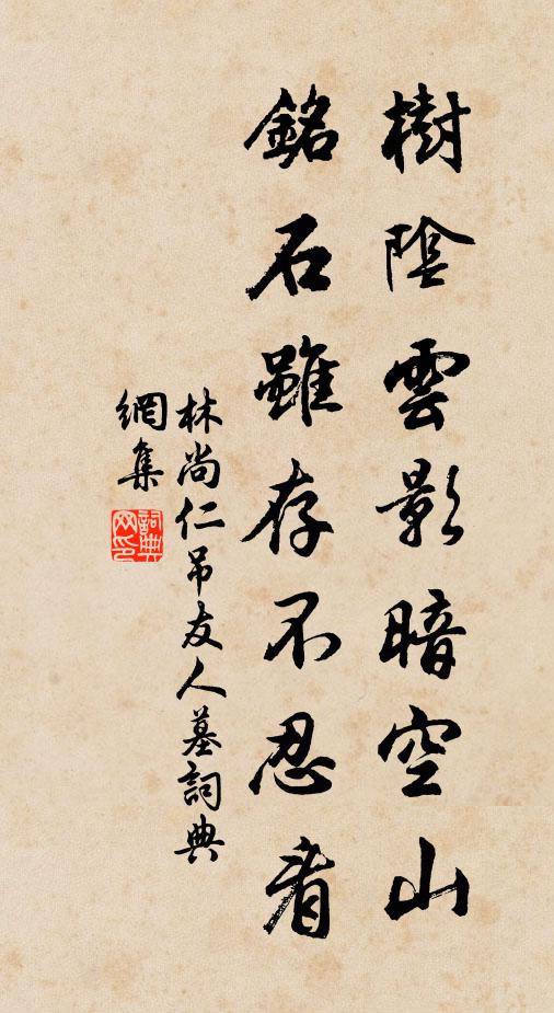 林尚仁树阴云影暗空山，铭石虽存不忍看书法作品欣赏