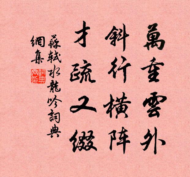苏轼万重云外，斜行横阵，才疏又缀书法作品欣赏